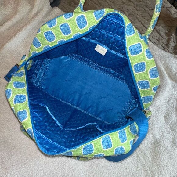Vera Bradley Weekend Travel Duffel Bag Doodle Daisy Blue Green Floral NWOT - Picture 6 of 7